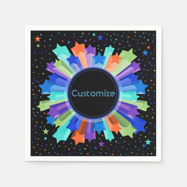 Serviette En Papier Serviettes colorées Rainbow Starburst (Devant)