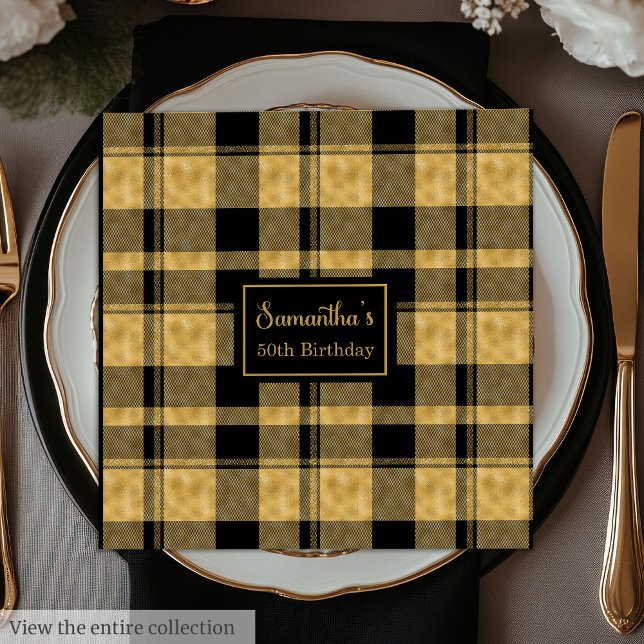 Serviette En Papier Serviettes couleur tendance Parties scintillant or (Trendy Color Napkins Black Gold Glitter Birthday)