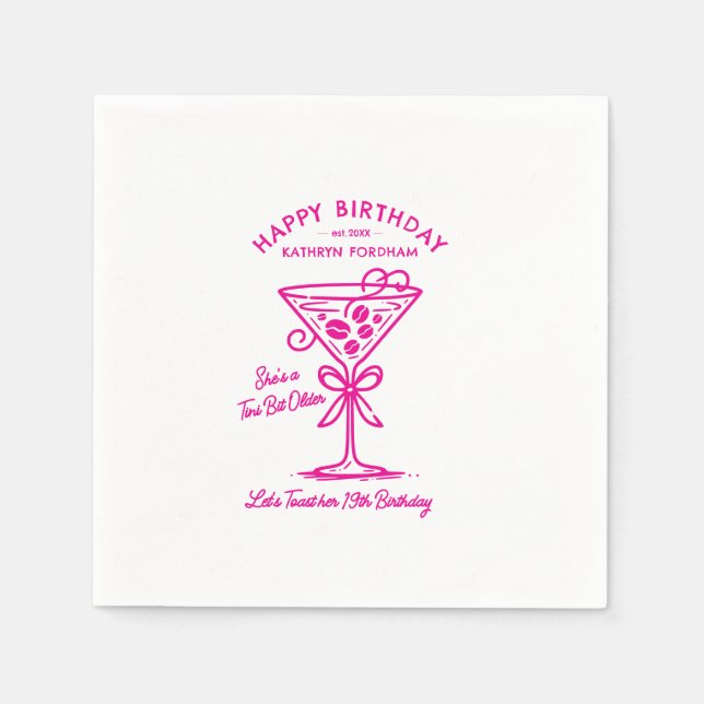 Serviette En Papier serviettes customisées 19e anniversaire Martini ro (Devant)