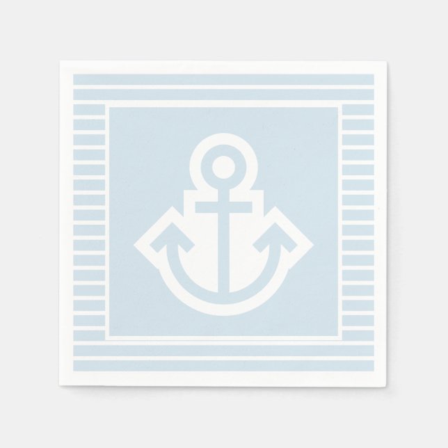Serviette En Papier Serviettes d'ancres bleu clair et blanc (Devant)