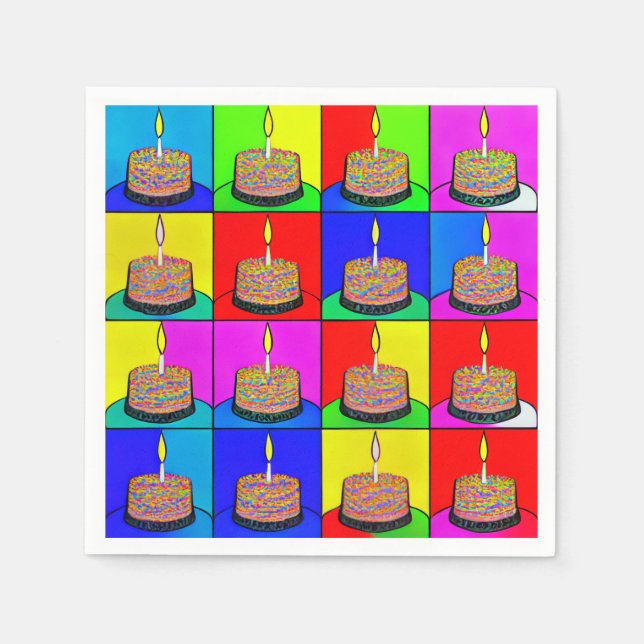 Serviette En Papier Serviettes d'anniversaire avec conception de gâtea (Devant)