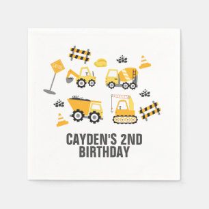 Serviette En Papier Serviettes d'anniversaire de camion de constructio