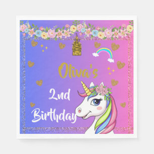 Serviette En Papier serviettes d'anniversaire de la licorne Rainbow