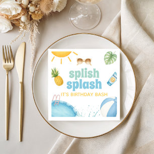 Serviette En Papier Serviettes d'anniversaire d'été Splish Splash