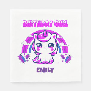 Serviette En Papier Serviettes d'anniversaire Magiques Filles Licorne 
