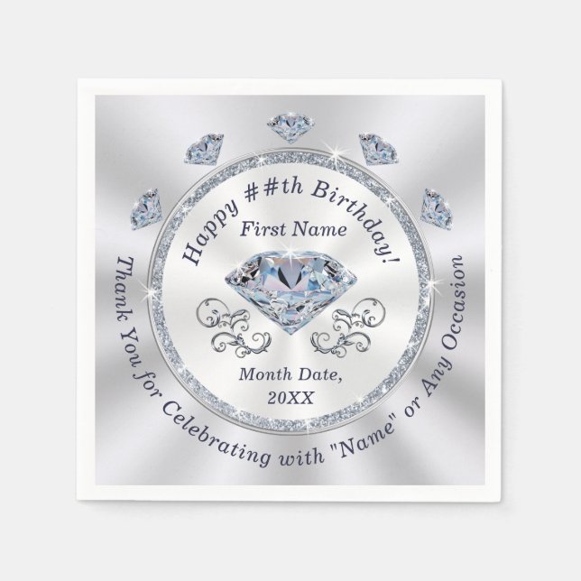 Serviette En Papier Serviettes d'anniversaire personnalisées, Cocktail (Devant)