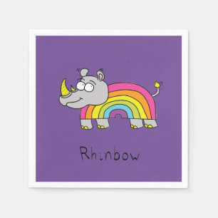 Serviette En Papier Serviettes d'arc-en-ciel de rhinocéros de Rhinbow