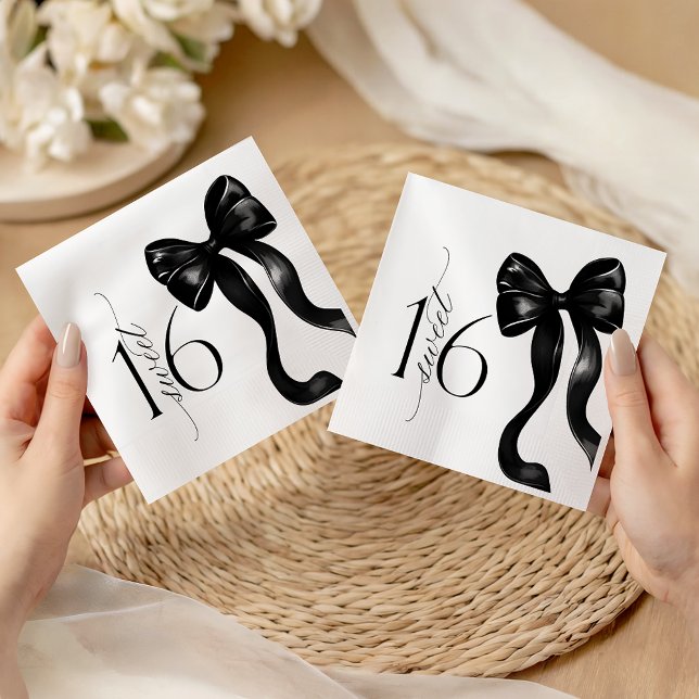 Serviette En Papier Serviettes de 16 Black Bow Party (Créateur téléchargé)