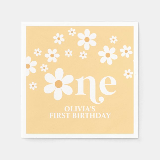 Serviette En Papier serviettes de 1er anniversaire de marguerite (Devant)