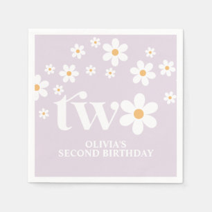 Serviette En Papier Serviettes de 2e anniversaire de marguerite floral