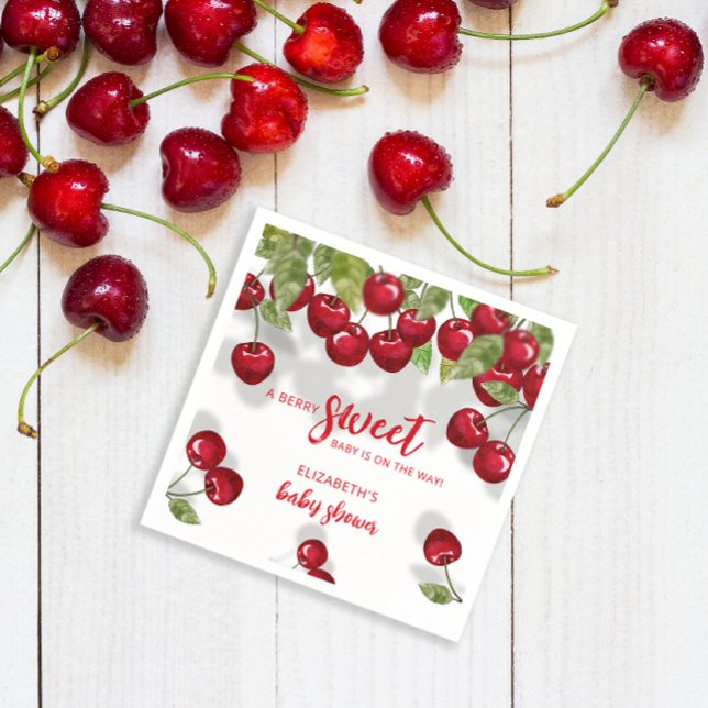 Serviette En Papier Serviettes de Baby shower Berry Sweet Cherry (Créateur téléchargé)