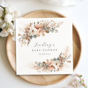 Serviette En Papier Serviettes de Baby Shower Boho Floral Herbe de Pam
