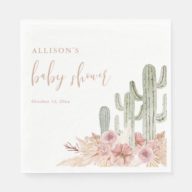 Serviette En Papier serviettes de baby shower de cactus de saumon d'aq (Devant)