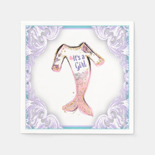 Serviette En Papier Serviettes de Baby shower de sirène