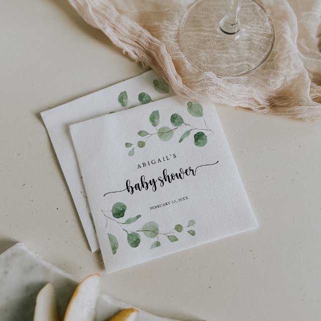 Serviette En Papier Serviettes de Baby shower Eucalyptus de luxe vert (Créateur téléchargé)