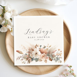 Serviette En Papier Serviettes de Baby Shower Fleur Bohème avec Herbe