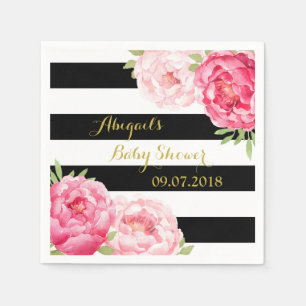 Serviette En Papier Serviettes de Baby shower Floral Rose noir
