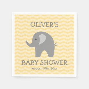 Serviette En Papier Serviettes de baby shower gris d'éléphant de chevr