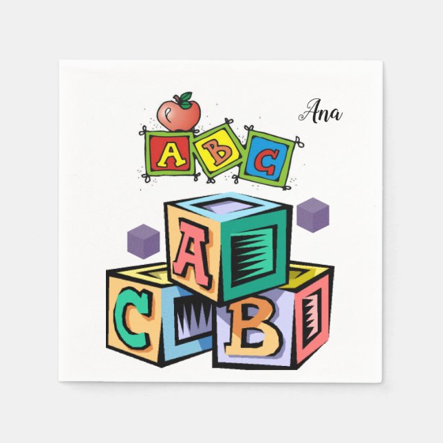 Serviette En Papier serviettes de baby shower pour enfants abc premier (Devant)