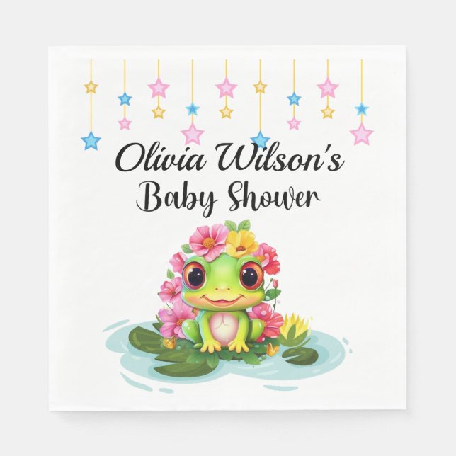 Serviette En Papier Serviettes de baby shower, Thème de grenouille ser (Devant)