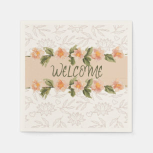 Serviette En Papier Serviettes de bienvenue à l'aquarelle florale rose