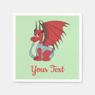 Serviette En Papier Serviettes de caricature Dragon Rouge
