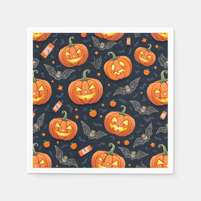 Serviette En Papier Serviettes de citrouille Halloween (Devant)