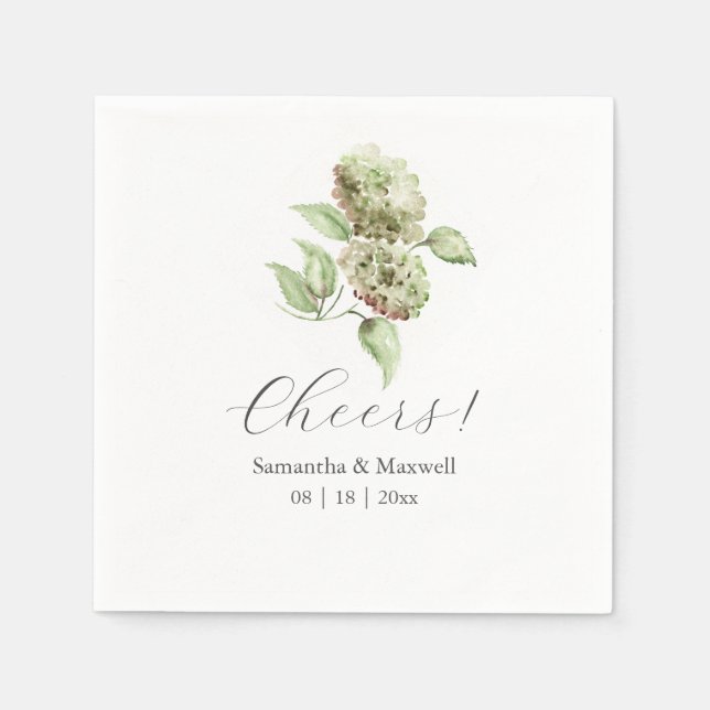 Serviette En Papier Serviettes de cocktail à l'hortensia vert (Devant)