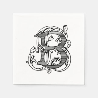 Serviette En Papier Serviettes de cocktail à monogramme 'B' noir