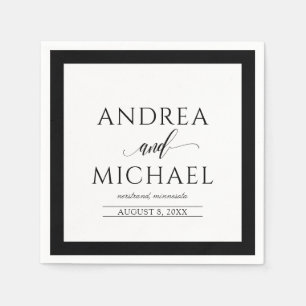 Serviette En Papier Serviettes de cocktail de mariage   Calligraphie L