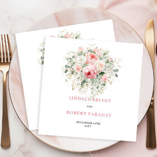 Serviette En Papier Serviettes de cocktail de mariage chic rose blush
