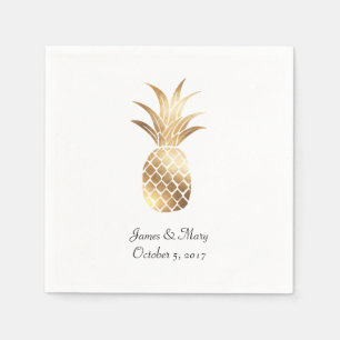 Serviette En Papier Serviettes de cocktail de mariage Faux Gold Pineap