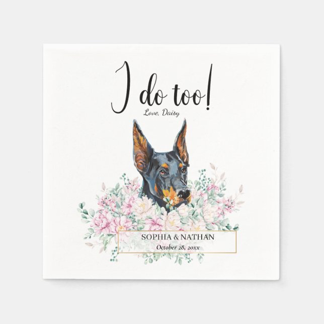 Serviette En Papier Serviettes de cocktail de mariage pour chien Dober (Devant)