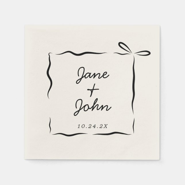 Serviette En Papier Serviettes de cocktail Mariage Bow à main (Devant)