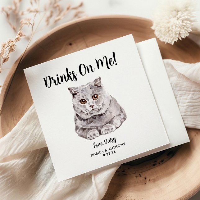 Serviette En Papier Serviettes de cocktail pour mariage de chat (Créateur téléchargé)