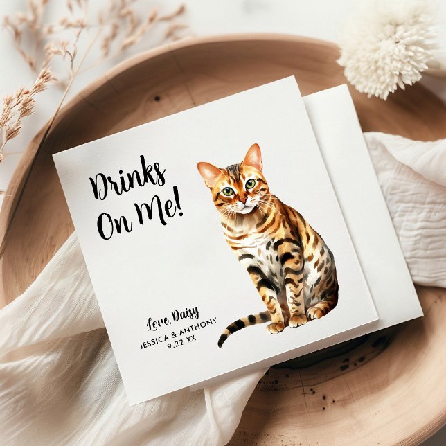 Serviette En Papier Serviettes de cocktail pour mariage de chat (Créateur téléchargé)