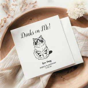 Serviette En Papier Serviettes de cocktail pour mariage de chat modern