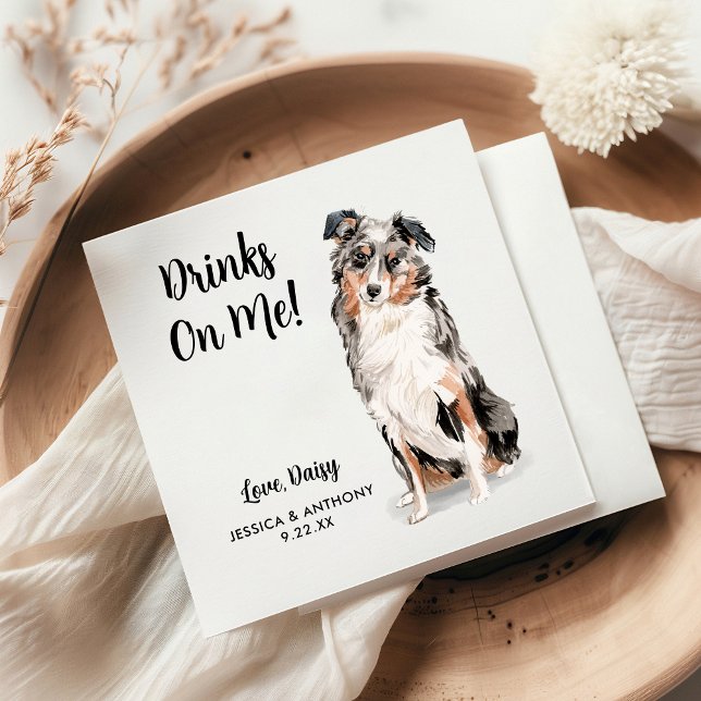 Serviette En Papier  Serviettes de cocktail pour mariage de chien (Créateur téléchargé)
