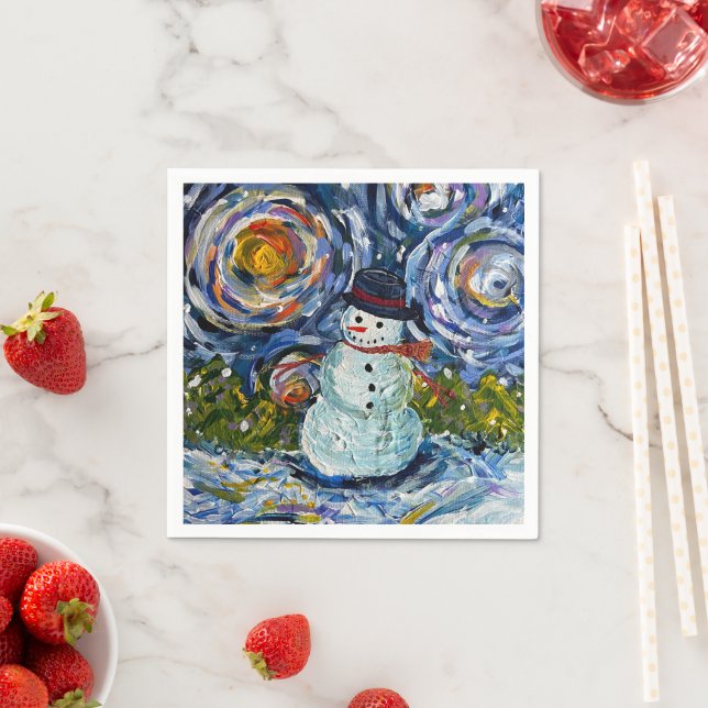 Serviette En Papier Serviettes de cocktail Snowman (En situation)
