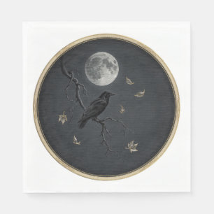 Serviette En Papier Serviettes de corbeau d'Halloween gothique victori