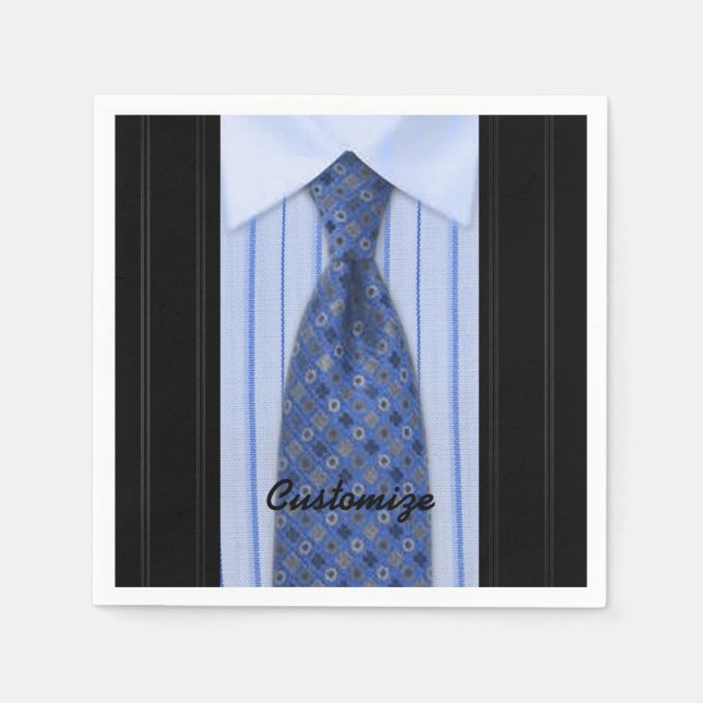 Serviette En Papier Serviettes de costume homme chemise bleue et crava (Devant)