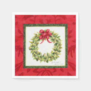 Serviette En Papier Serviettes de couronnes de Noël Damas