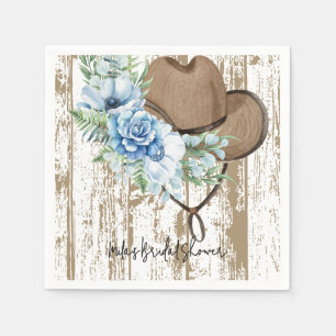 Serviette En Papier Serviettes de cowgirl florales bleues