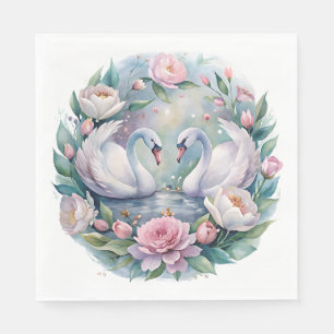 Serviette En Papier Serviettes de cygne botanique
