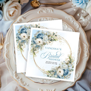 Serviette En Papier Serviettes de douche à fleurs bleu poussiéreux aqu