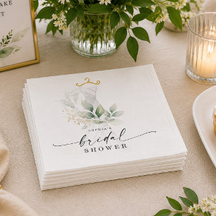Serviette En Papier Serviettes de douche de mariage aquarelle verdure