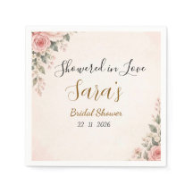 Serviettes de douche de mariage florales rose past