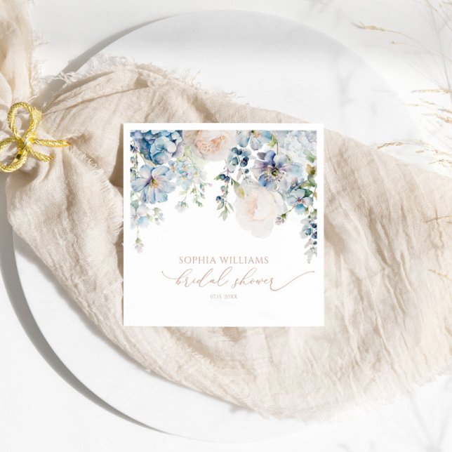 Serviette En Papier Serviettes de douche de mariage Hydrangea Bleu Élé (Créateur téléchargé)
