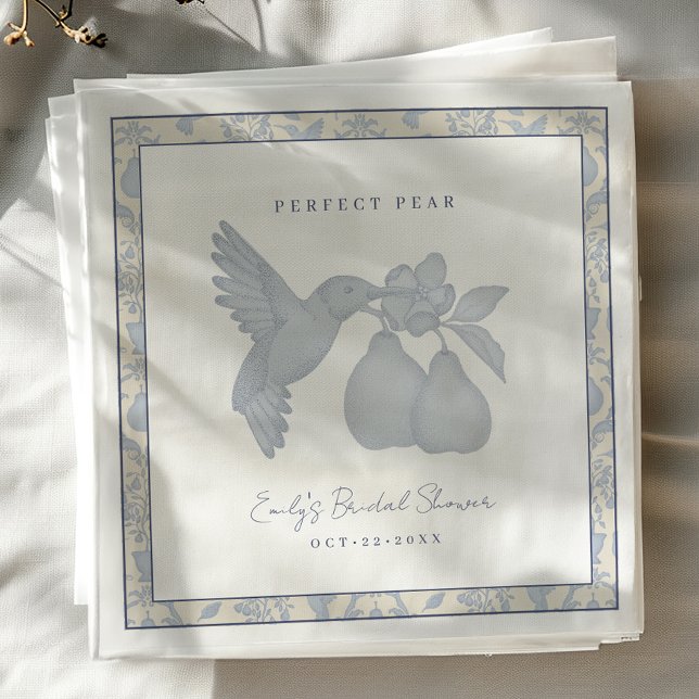 Serviette En Papier Serviettes de douche de mariée Dusty Blue Perfect  (Perfect Pear Bridal Shower Napkins)