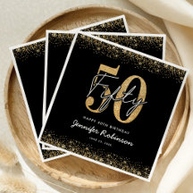 Serviettes de fête Chic Black Gold 50th